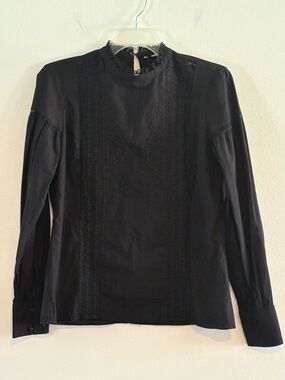 Women's Black Long-Sleeve High-Neck Blouse 4/6